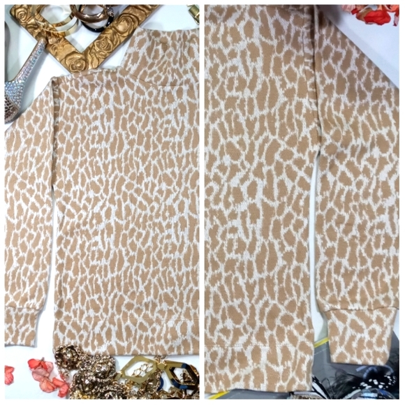 "LOFT" Animal Print XS Earthy Granola Girl Mock Neck Pullover Sweater - Picture 12 of 14